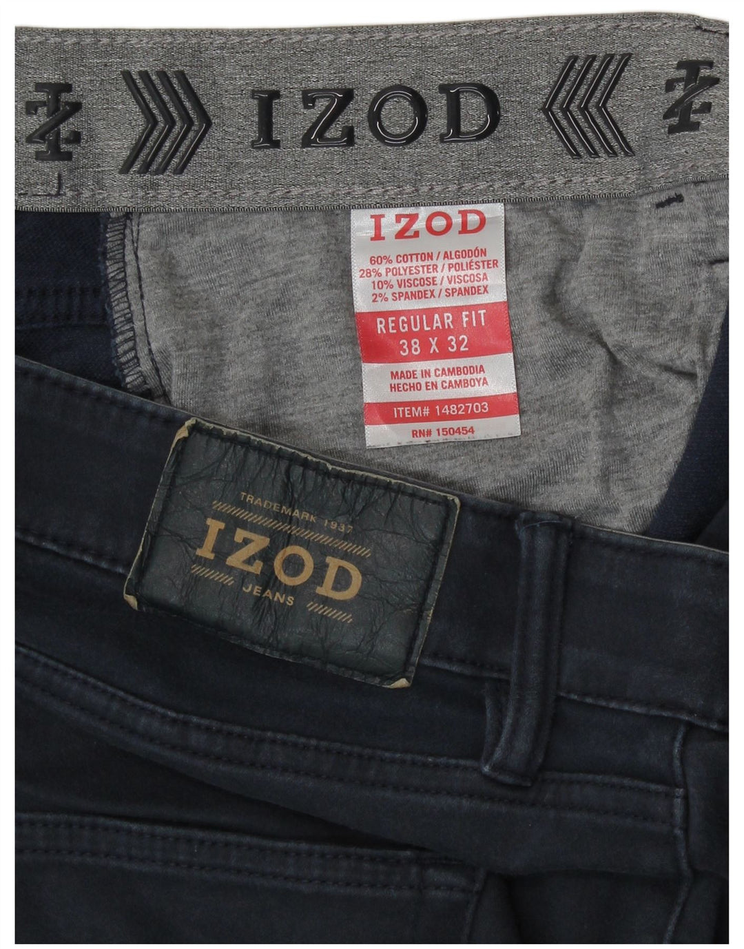 Pantaloni casual Izod pentru bărbați, cu croiala normală, L38 L29, bleumarin