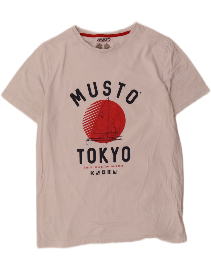 Tricou grafic pentru bărbați Musto Top Medium White Bumbac