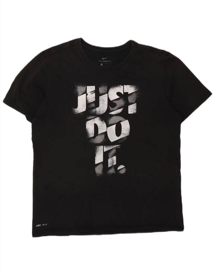 Tricou grafic NIKE Dri Fit pentru bărbați Top mare din bumbac negru