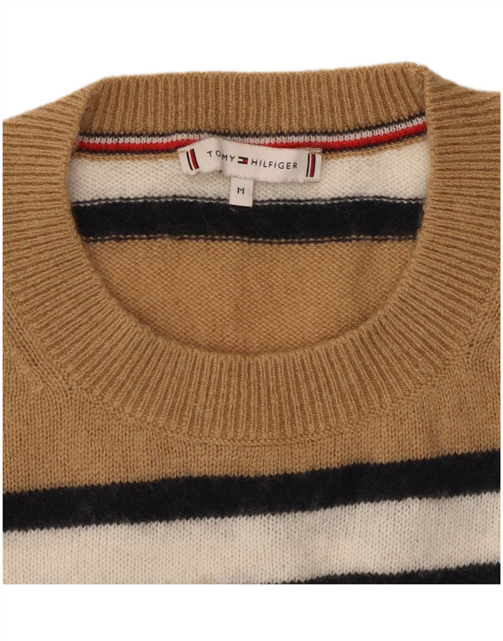 TOMMY HILFIGER Pulover pentru femei cu decolteu rotund UK 12 Medium Bej cu dungi