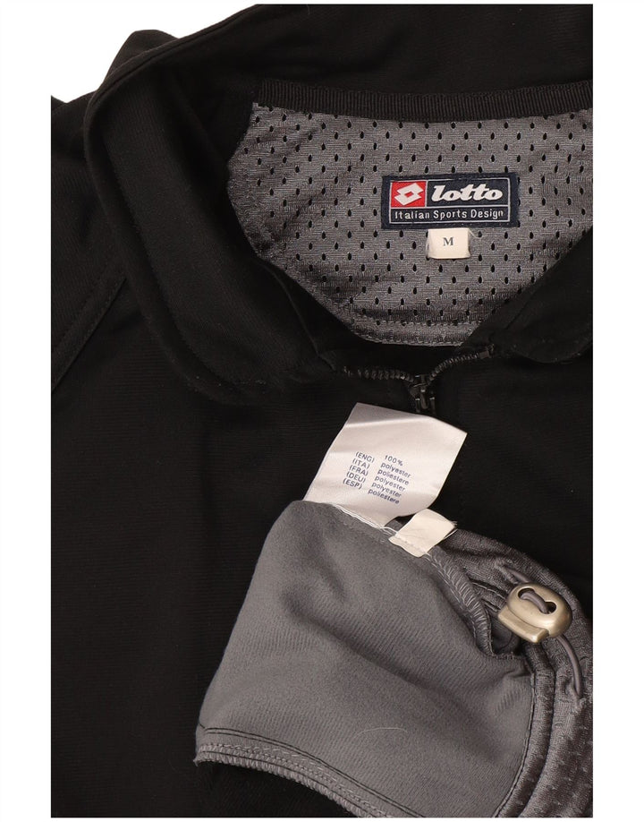 Jachetă de trening pentru bărbați LOTTO, negru mediu, poliester bloc de culoare