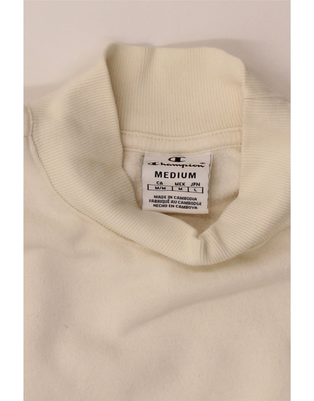 CHAMPION Womens Sweatshirt Jumper UK 14 Medium Off White Cotton Vintage Champion and Second-Hand Champion from Messina Hembry 
