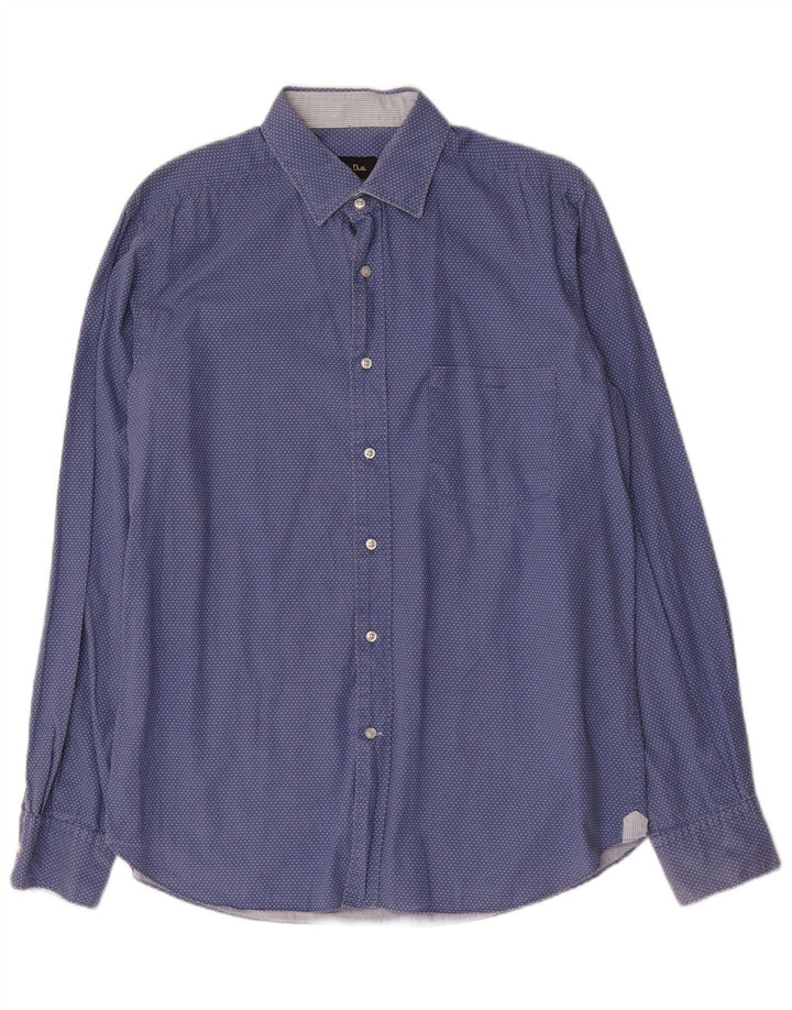 Cămașă Massimo Dutti pentru bărbați, slim fit, mare, albastru, bumbac cu buline