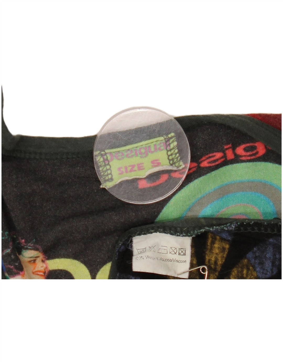 Desigual Top grafic pentru femei cu mânecă lungă UK 8, mic, multicolor, viscoză