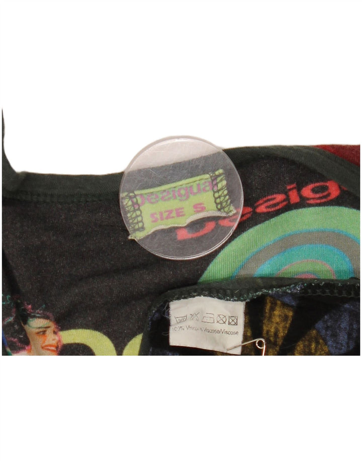 Desigual Top grafic pentru femei cu mânecă lungă UK 8, mic, multicolor, viscoză