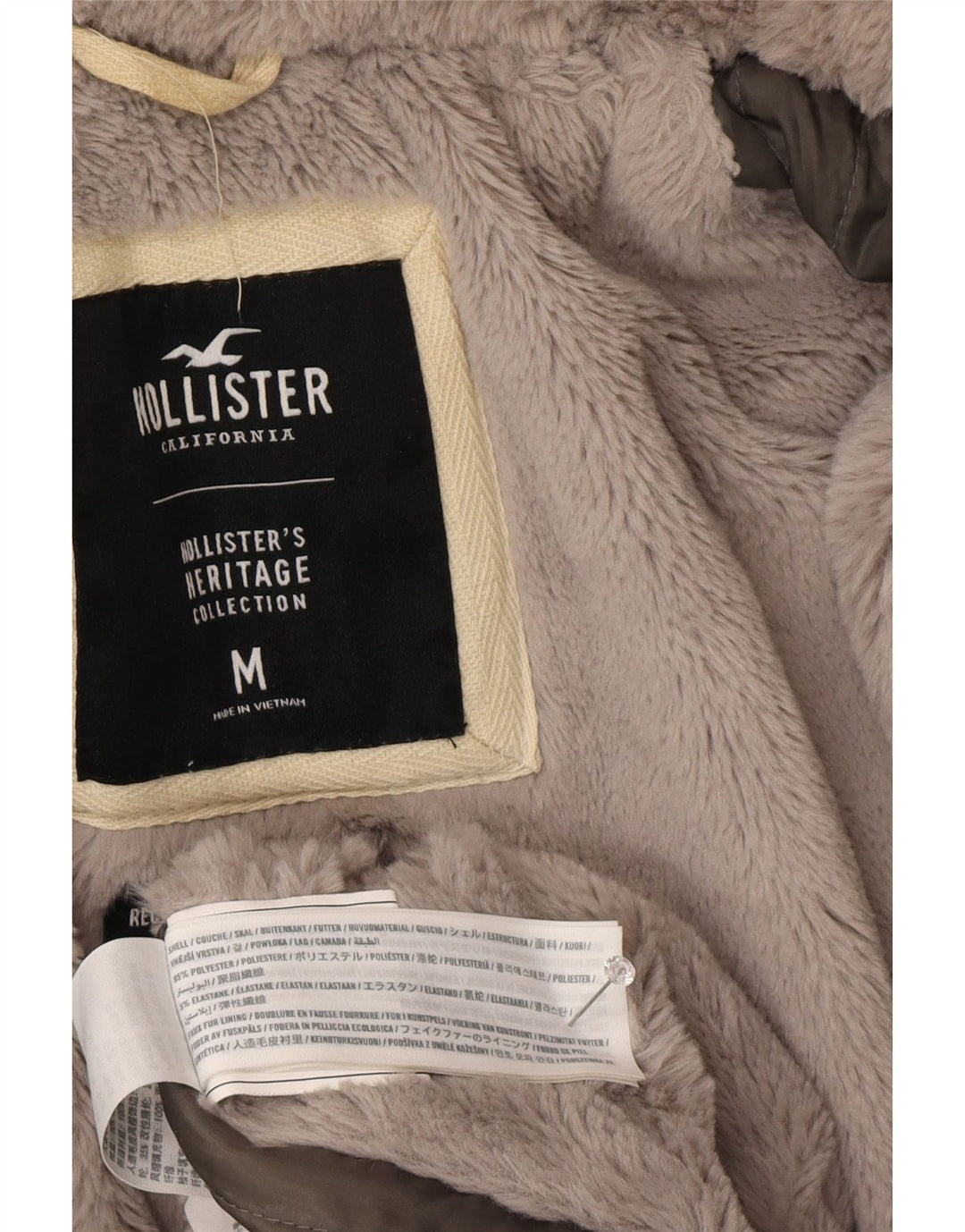 Jachetă Parka Sherpa pentru femei Hollister UK 14 Medium Gri Poliester