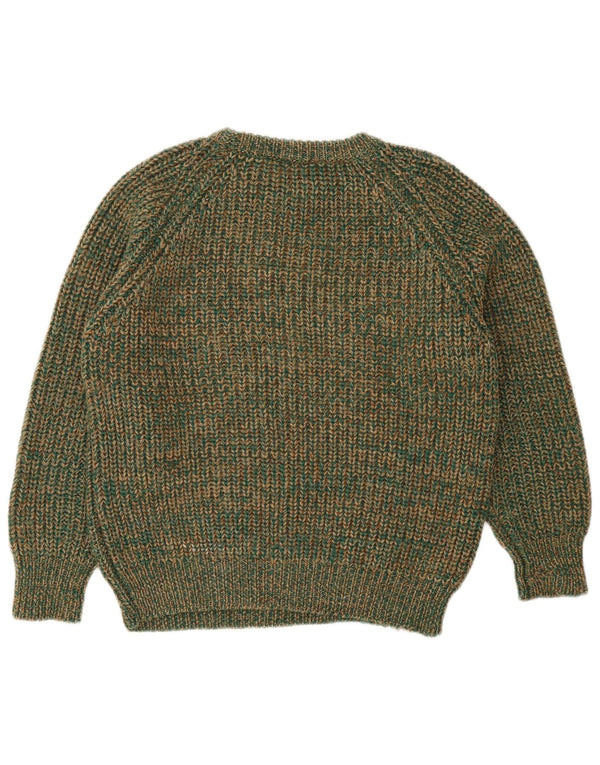 Pulover vintage pentru femei cu gât roșu IT 42 Lână cu pete verde mediu