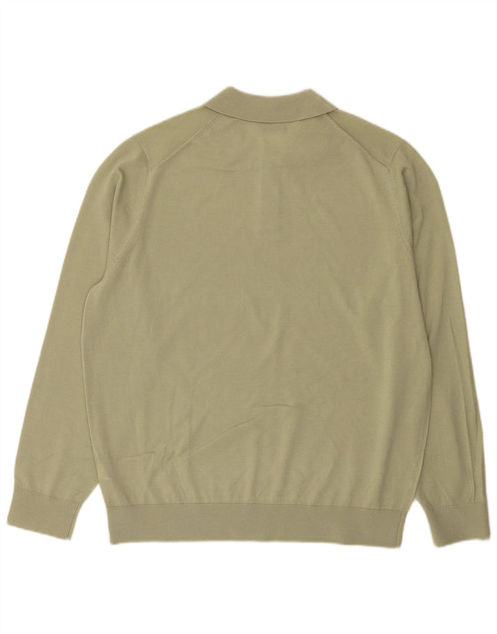 Massimo Dutti Pulover cu gât polo pentru bărbați XL Lână verde