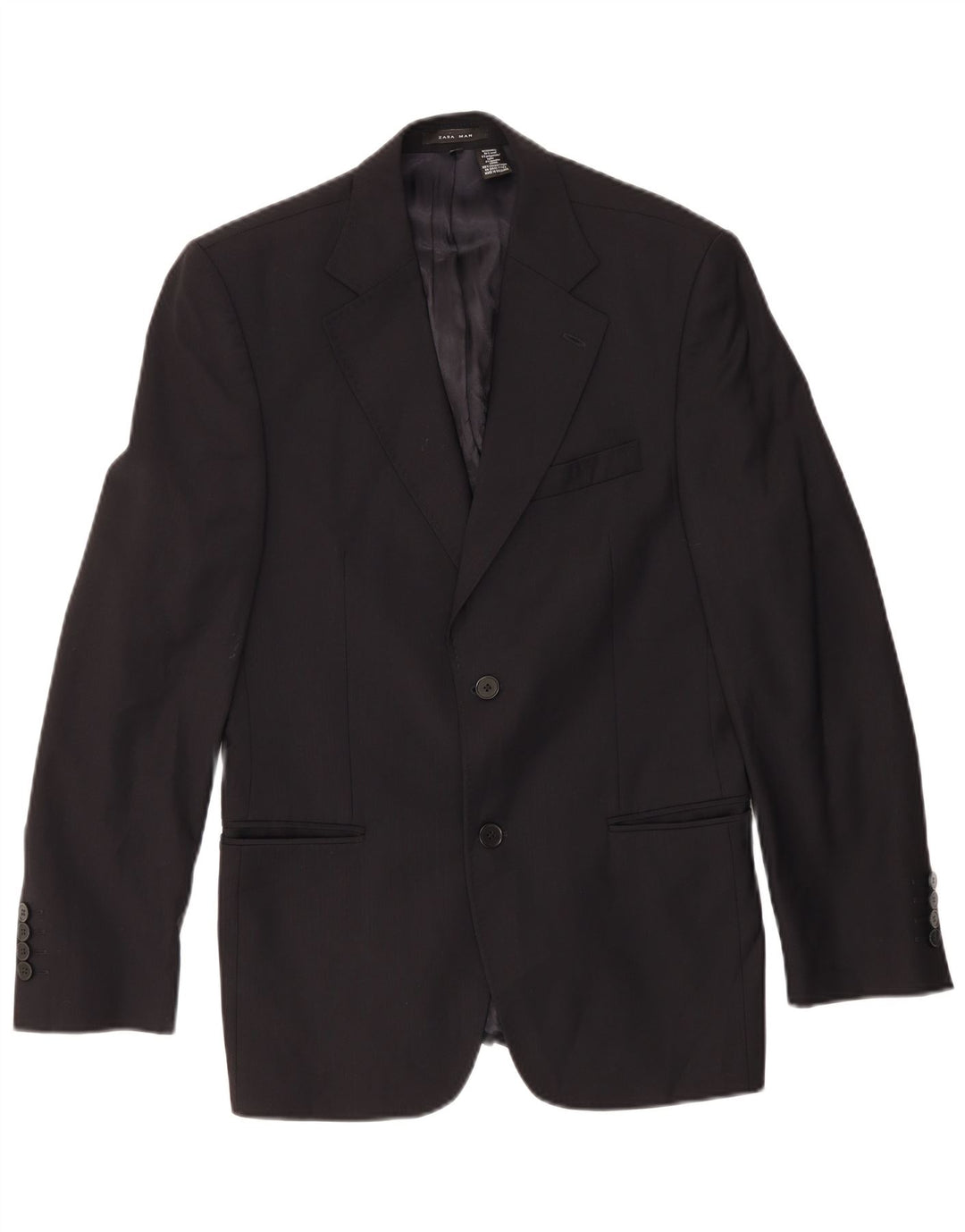 Blazer pentru bărbați Zara cu 2 nasturi EU 46 Lână mică, albastru bleumarin