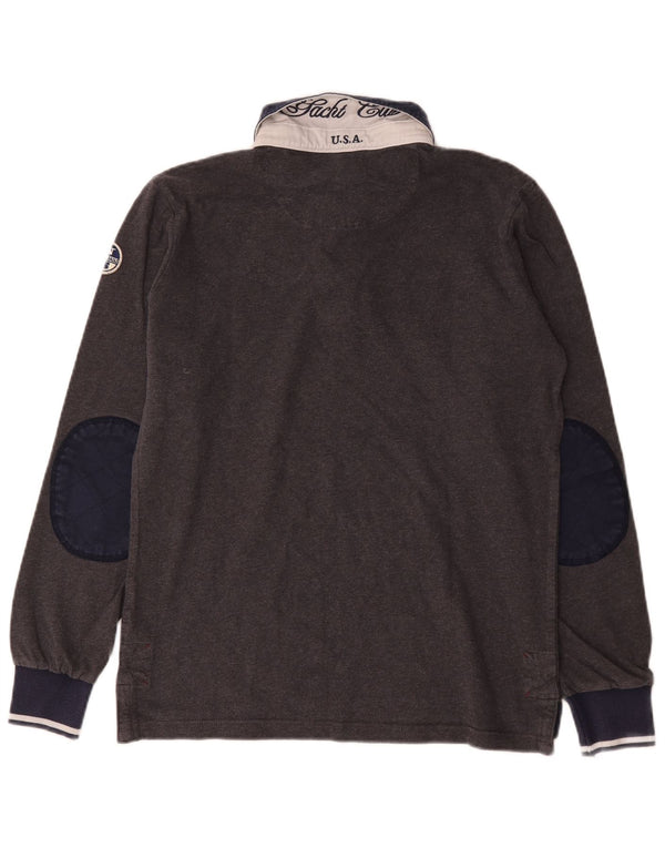 Tricou polo grafic rugby pentru bărbați North Sails, gri mediu, bloc de culoare