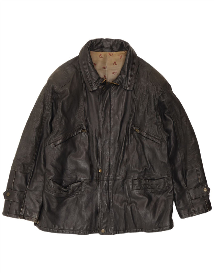 Jachetă din piele vintage pentru bărbați IT 54 2XL din piele neagră