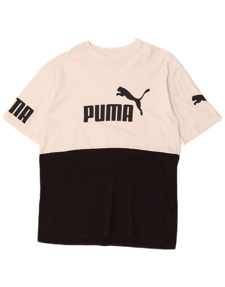 Tricou grafic Puma pentru bărbați Top mediu negru din bumbac color bloc