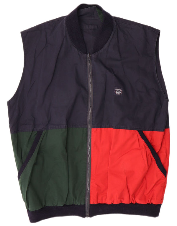 Gilet vintage pentru bărbați, reversibil, UK 42 XL, bleumarin, color block