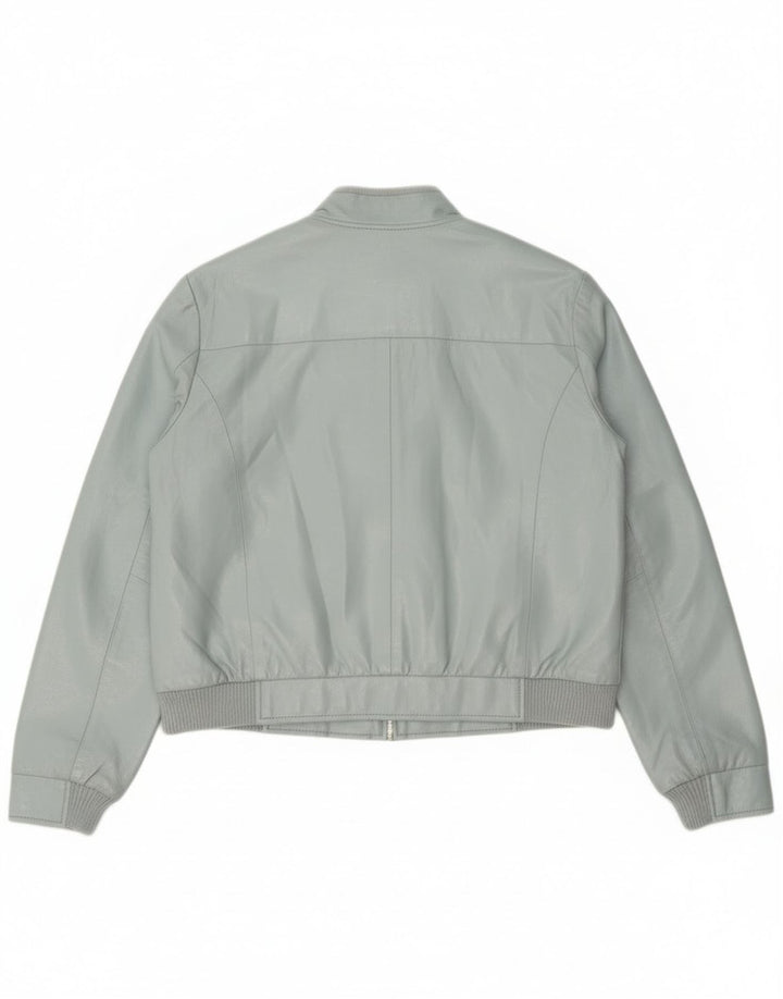 Jachetă bomber din piele artificială, vintage, pentru femei, IT 44, albastru mediu