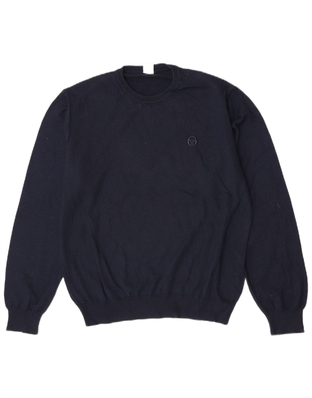 Sergio Tacchini Pulover pentru bărbați cu gât crew pulover din lână virgină albastru bleumarin mediu