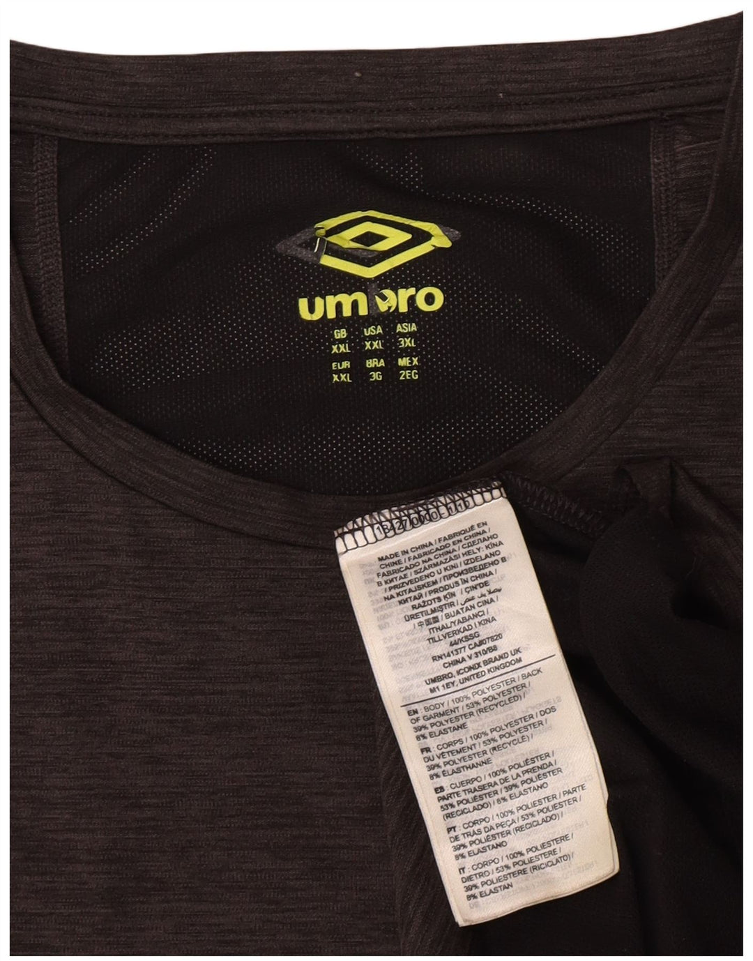 Tricou Umbro Bărbați Top 2XL Gri Poliester Colorblock