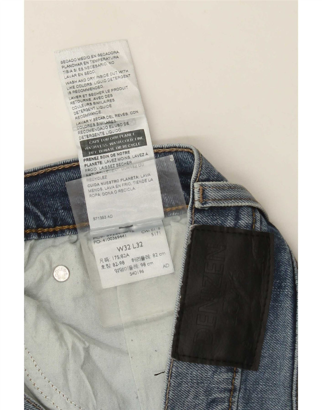Levi's Denizen Slim Tapered Jeans W32 L32 Blue Bumbac