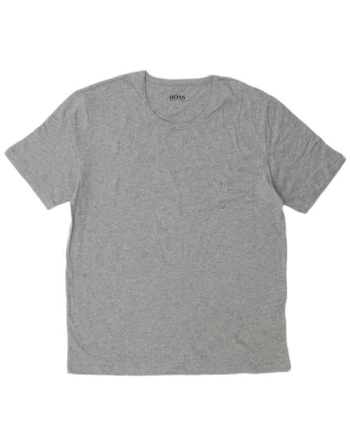 HUGO BOSS Mens T-Shirt Top Large Grey Cotton