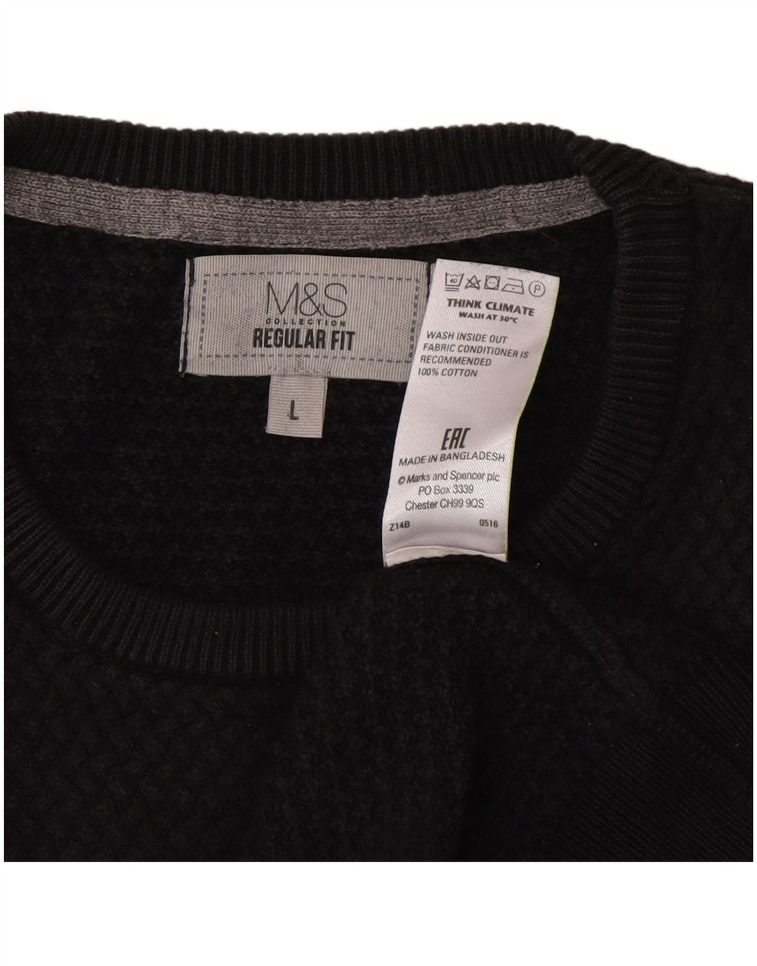 Pulover pentru bărbați Marks & Spencer, cu formă obișnuită, cu gât crew, mare, negru