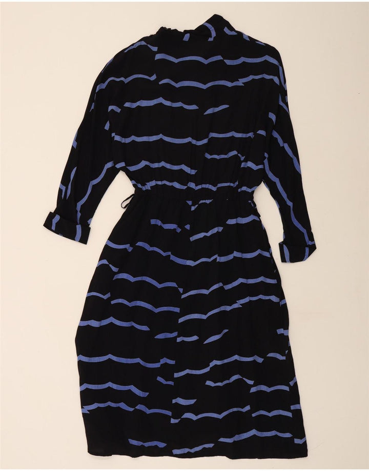 VINTAGE Rochie Maxi pentru Femei cu mâneci 3/4 IT 42 Mediu Negru, Viscoză cu dungi