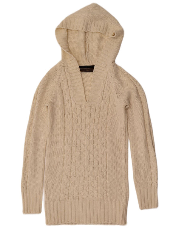 Pulover cu glugă pentru femei Zara UK 12 Medium Off White