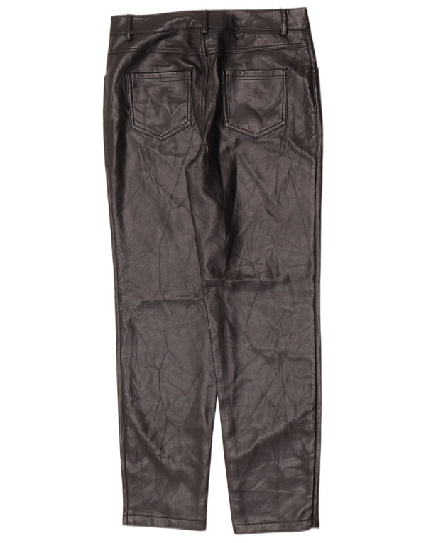 Guess Pantaloni conici din piele artificială pentru femei UK 14 Medium W28 L26 Negru