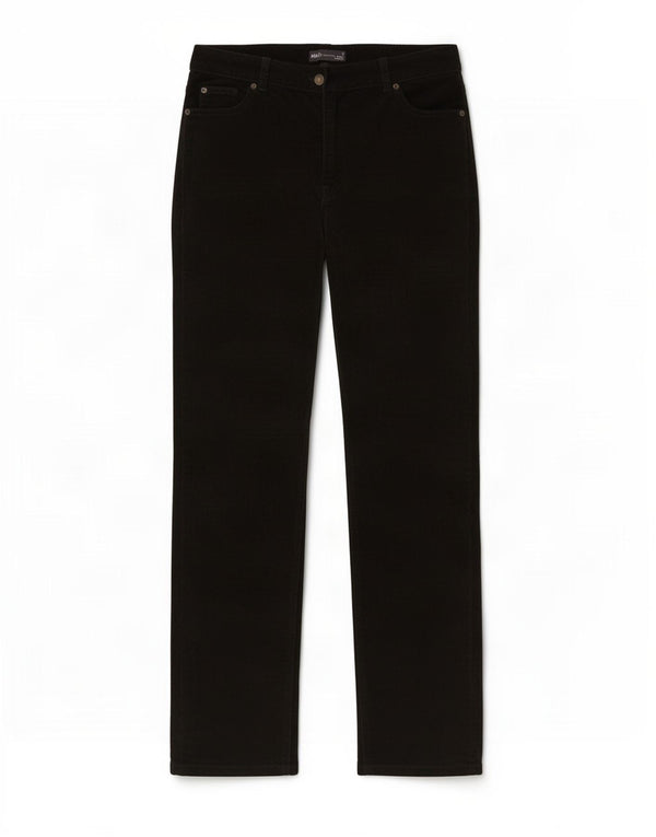 Pantaloni drepti din velur pentru femei Marks & Spencer UK 14 Large W32 L30 Black