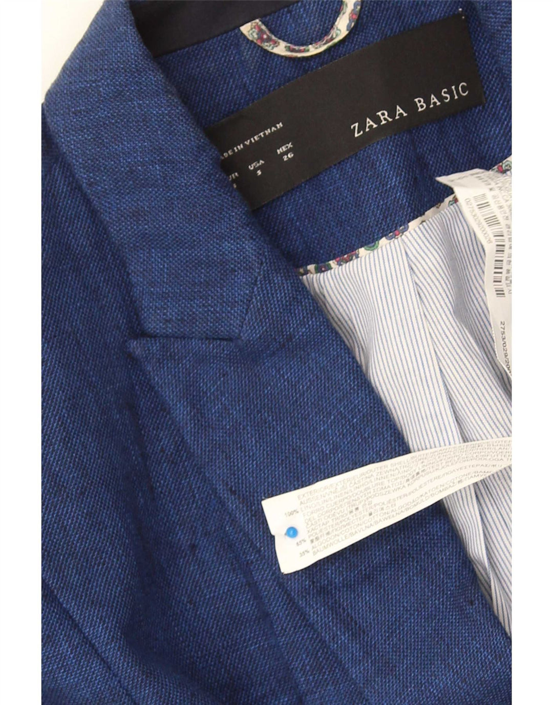 Blazer pentru femei Zara cu 1 nasture UK 10 mic bumbac bleumarin