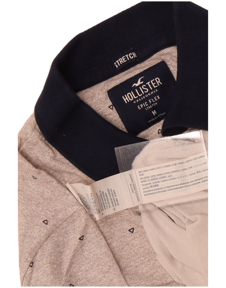 Polo Stretch Hollister pentru bărbați, bumbac geometric, gri mediu
