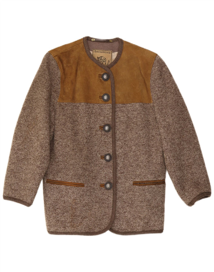 Blazer vintage pentru femei cu 5 nasturi, UK 14, maro mediu, color block