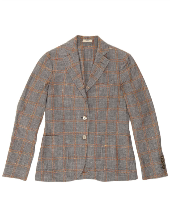 Sacou blazer pentru femei Lardini cu 2 nasturi IT 38 XS Lână cu carouri gri