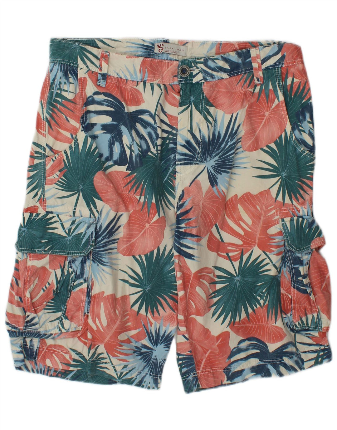 Pantaloni scurți cargo pentru bărbați Zara EU 40 Medium W31 Bumbac Floral Multicolor