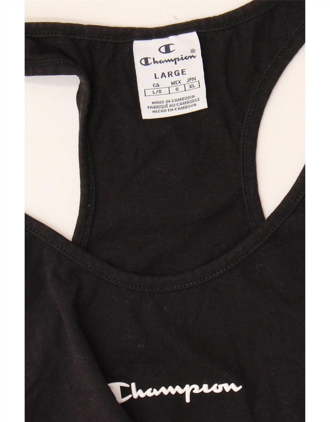 CHAMPION Womens Vest Top UK 14 Large Black Vintage Champion and Second-Hand Champion from Messina Hembry 