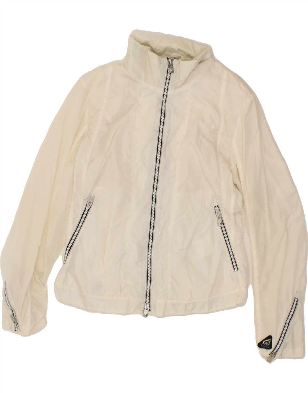 HOGAN Womens Slim Fit Bomber Jacket IT 44 Medium Off White Vintage Hogan and Second-Hand Hogan from Messina Hembry 