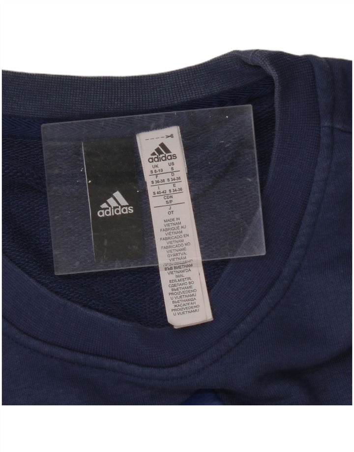 ADIDAS Womens Oversized Graphic Sweatshirt Jumper UK 8/10 Small Navy Blue