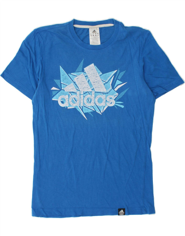 ADIDAS Mens Graphic T-Shirt Top Small Blue Cotton Vintage Adidas and Second-Hand Adidas from Messina Hembry 