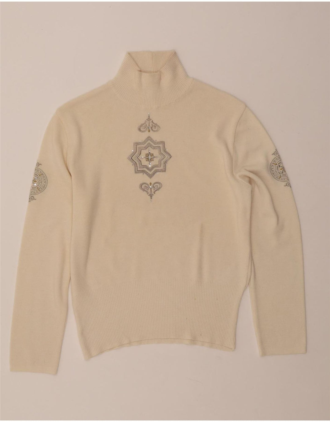 BOGNER Pulover cu gât țestoasă pentru femei UK 16 Lână mare, bej, cachetă