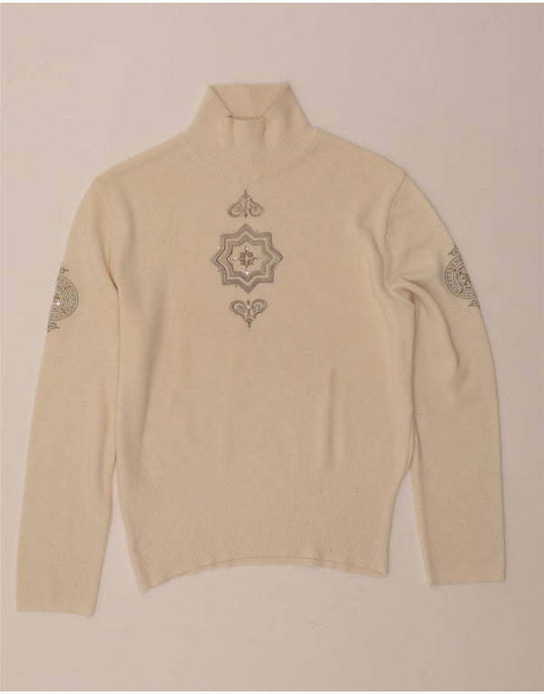 BOGNER Pulover cu gât țestoasă pentru femei UK 16 Lână mare, bej, cachetă