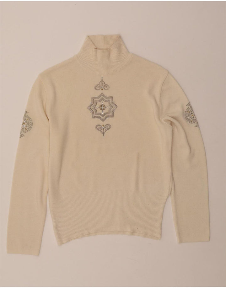 BOGNER Pulover cu gât țestoasă pentru femei UK 16 Lână mare, bej, cachetă