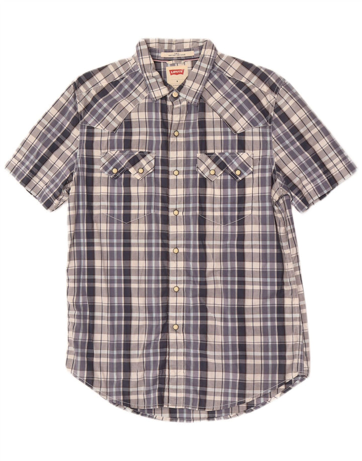 Cămașă Levi's pentru bărbați, cu mânecă scurtă, slim fit, din bumbac cu carouri albastru mediu