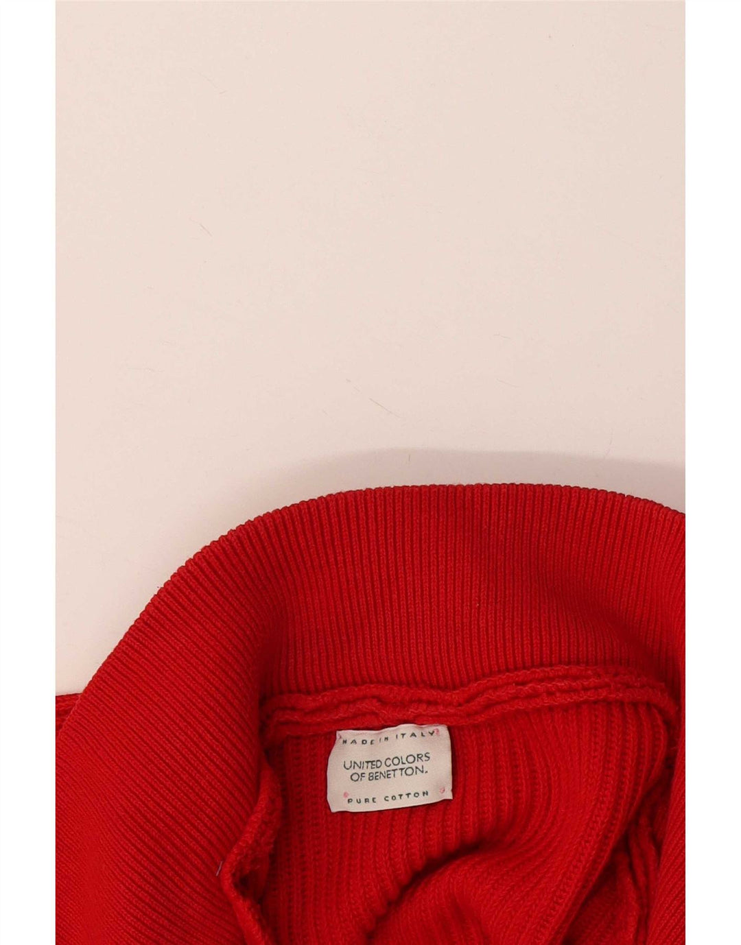 Pulover pentru bărbați Benetton, cu fermoar și gât, bumbac roșu mare