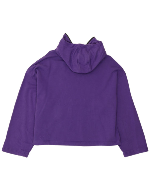 Puma Womens Oversized Zip Neck Hoodie Jumper UK 16 Large Purple Cotton