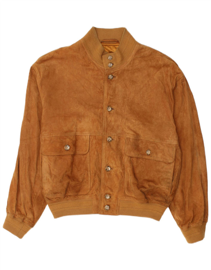 Bomber vintage pentru bărbați din piele intoarsa UK 40 mare maro