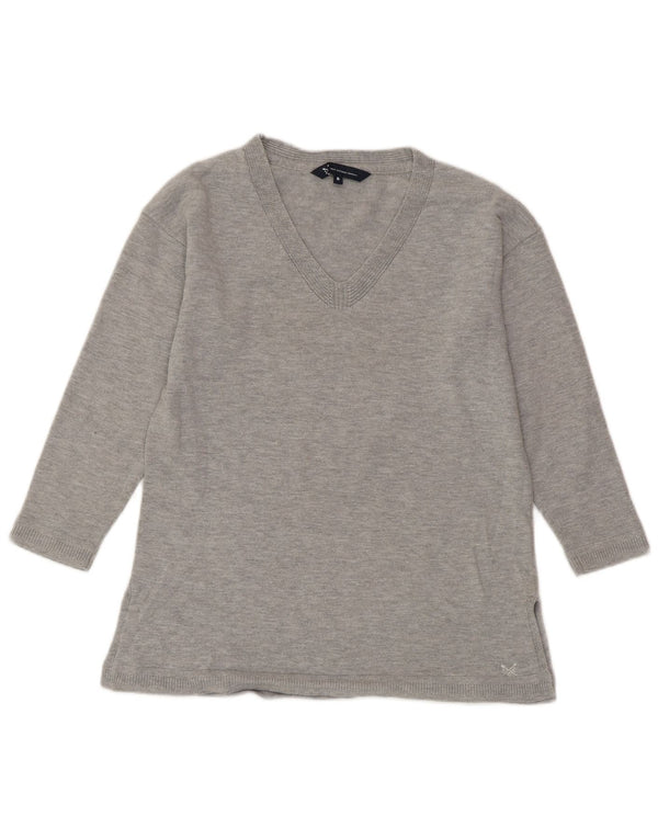 CREW CLOTHING Pulover pentru damă cu decolteu în V UK 8 Small Grey Flecked