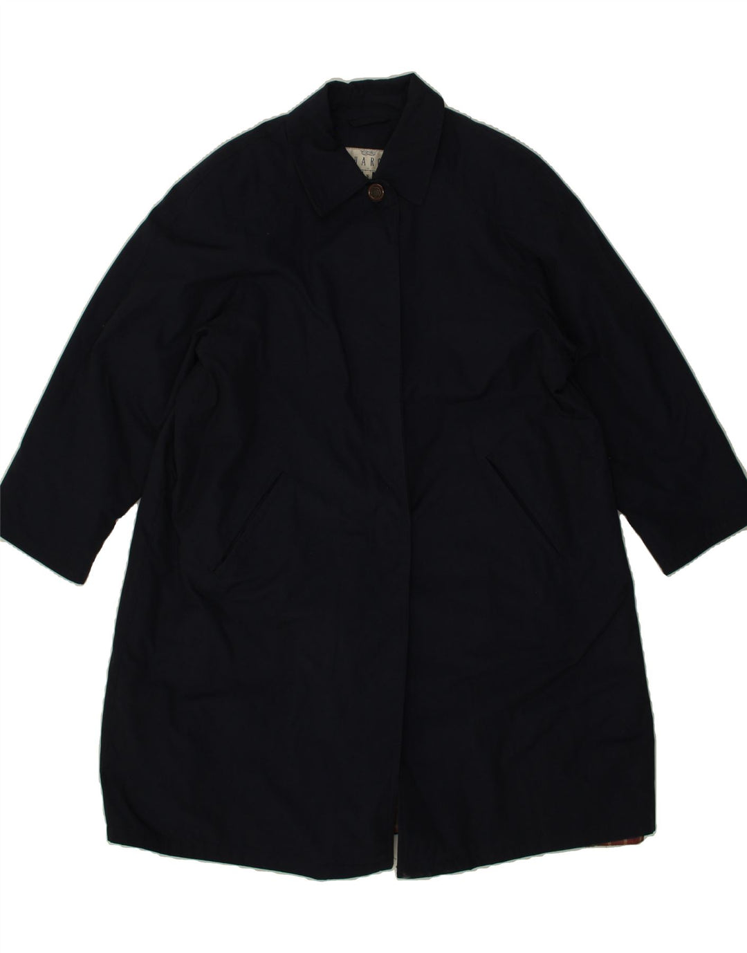 CHARON Womens Oversized Overcoat UK 10 Small Navy Blue Polyester Vintage Charon and Second-Hand Charon from Messina Hembry 
