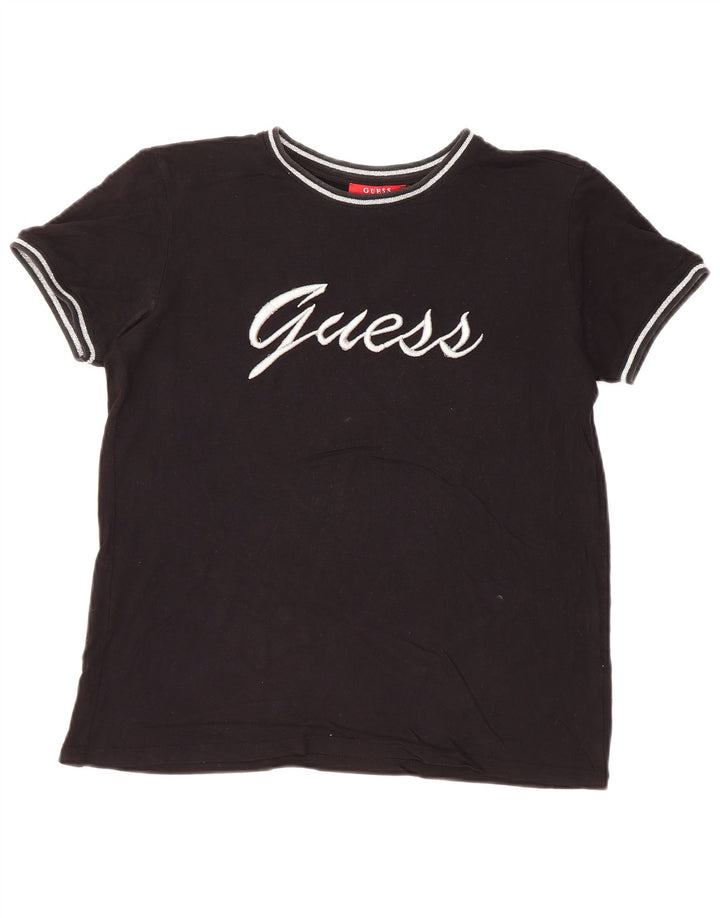 Tricou grafic supradimensionat pentru femei GUESS UK 6 XS Negru