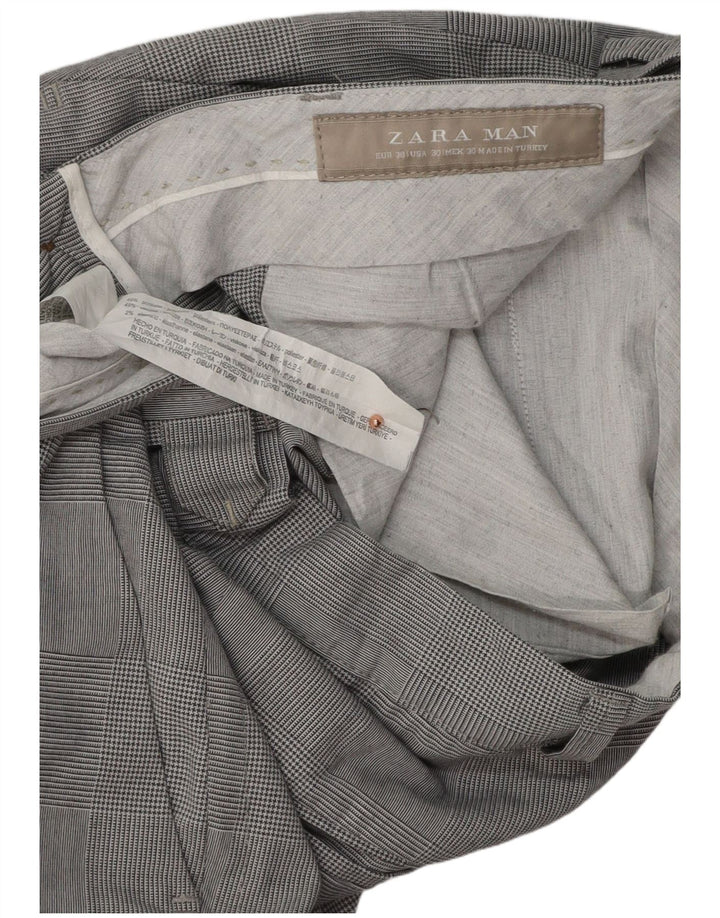 Pantaloni chino slim pentru bărbați ZARA EU 38 Mici L30 L31 Gri Houndstooth