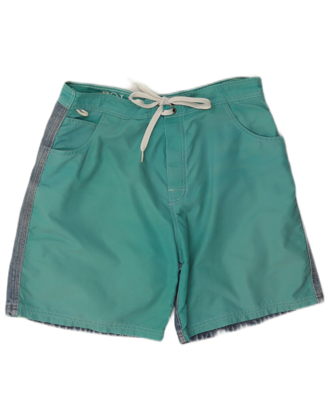 Pantaloni scurți de înot Sundek pentru bărbați, bumbac color bloc verde mediu