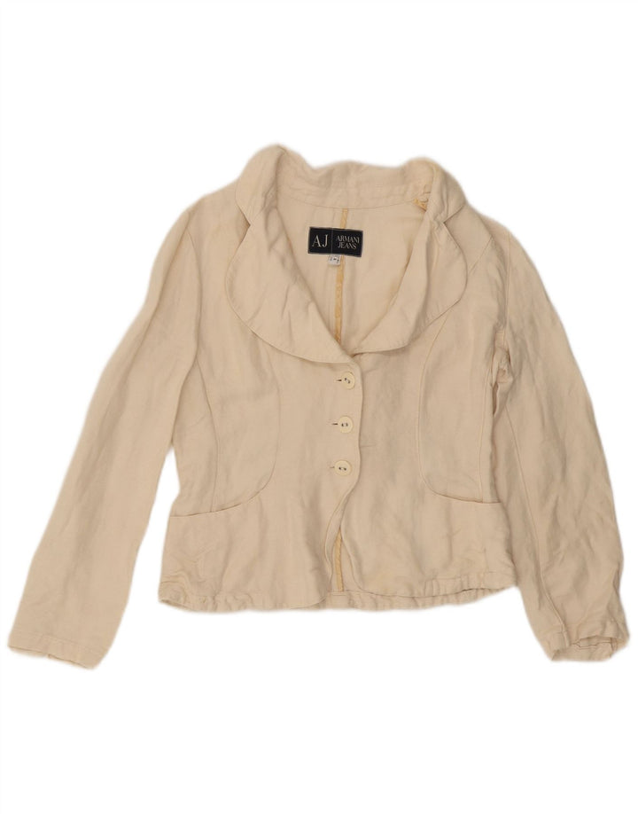 ARMANI JEANS Jachetă Blazer Crop 3 Buttons pentru femei US 6 Medium Off White