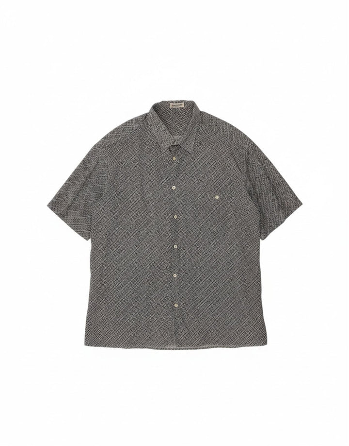 GIULY Mens Short Sleeve Shirt XL Navy Blue Geometric